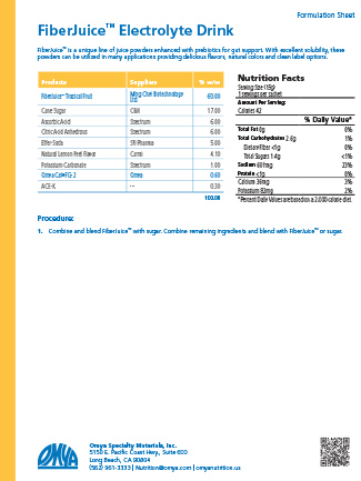 FiberJuice Electrolyte Drink Formulation