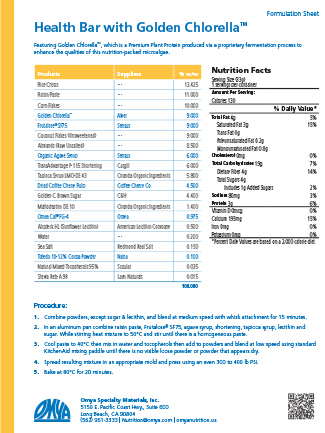 Health Bar with Golden Chlorella Formulation