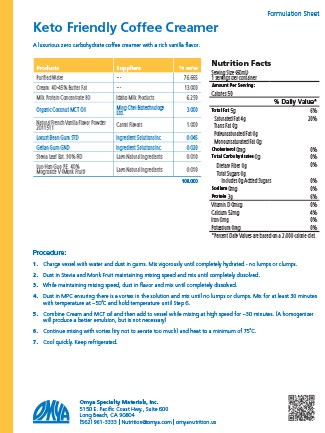 Keto Friendly Coffee Creamer Formulation