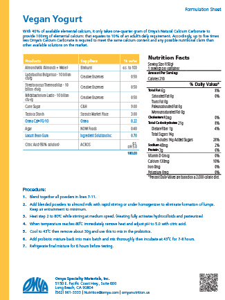 Vegan Yogurt Formulation